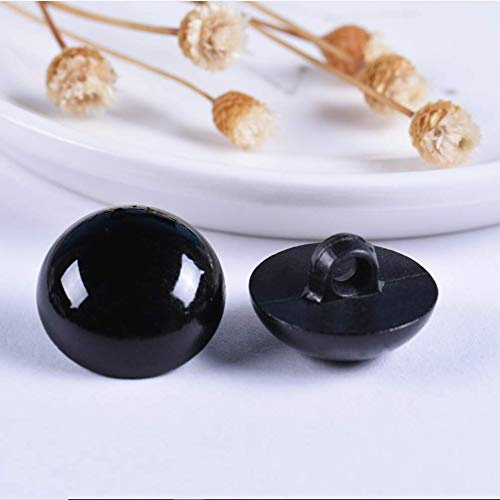 100 Stück Schaft Augen zum Aufnähen aus schwarzem Kunststoff Sicherheitsauge, runde gewölbte Knöpfe für Tiere, Plüsch, Basteln, groß, Durchmesser: 15 mm