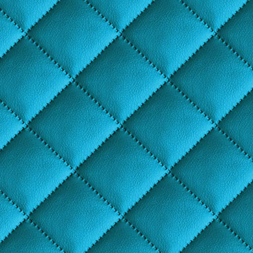 dogsfavorite Kunstleder gesteppt kaschiert Meterware Leder Polsterstoff Stoff 140cm türkis