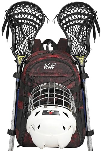 WOLT Lacrosse Bag-Lacrosse Backpack with Two Sticks Holder-Large Field Hockey Bag Holds All Sport Gears
