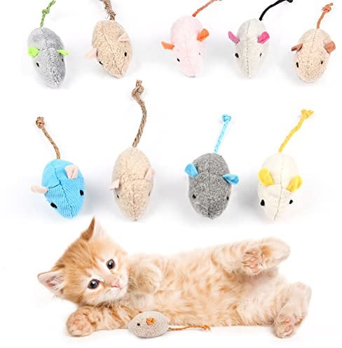 vsshe katzenspielzeug Maus, 9 Stück Katzenminzen Spielzeug Plüsch Maus mit Katzenminze Plüsch Katzenspielzeug Interaktives Zerreißfeste Plüschmäuse für Katzen und Kätzchen Spielzeug Mäuse