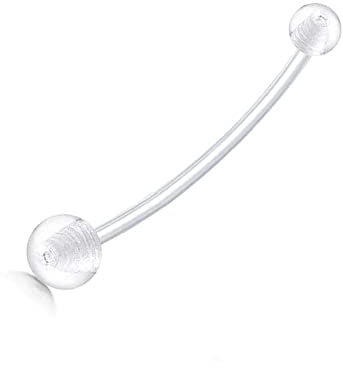 Piercing de nombril de grossesse - Longue barre de sport - En plastique et silicone Bioplast - Flexible - 38 mm, Silicone Plastique, Autres pierres précieuses