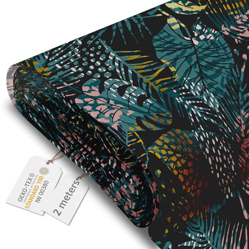 DreamRoots Segeltuch Wasserdicht - Polsterstoff Meterware 160 cm breit - Wasserabweisender Stoff 220 g/m2 600D - Markisenstoff Wasserdicht Meterware Animal Textures Plants 2M