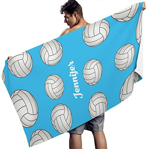 MYSLC Personalisiertes Strandtuch mit Namen Benutzerdefinierte Strandtücher Volleyball Blaues Strandtuch Schnell Trocknendes Strandtuch Strand Badetuch Personalisierte Handtuch