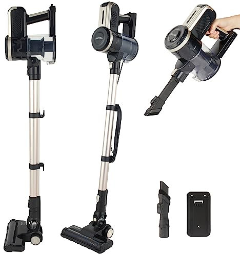 Aspirateur Turbo Petra PF01625VDE - brosse à plancher LED, se convertit en portable, comprend un support mural, 600 ml, filtre HEPA, Rangement de cordon de 6m, brosse plate 2 en 1, brosse LED pour sol