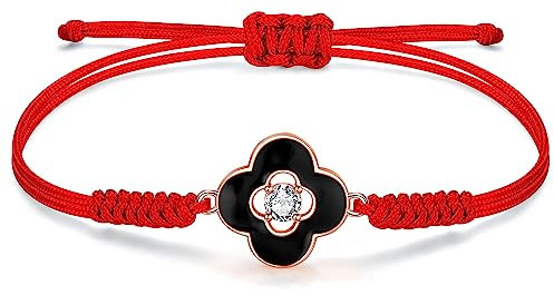 JENDEAR SHINE Kleeblatt Armband für Damen, Handgeflochtenes Kleeblatt Charm Armband, Geburtstagsgeschenke für Damen, Mädchen, Schwestern