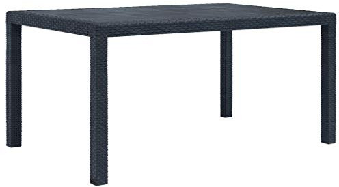 puraday Balkontisch Beistelltisch Outdoor Esstisch Quadratisch Gartentisch Wetterfest Gartenmöbel Balkonmöbel Plastiktisch Gartentisch Kunststoff Anthrazit 150x90x72 cm Kunststoff Rattan-Optik