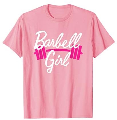 Mens Pink Barbell Girl Weightlifting Gym Pump Cover T-Shirt