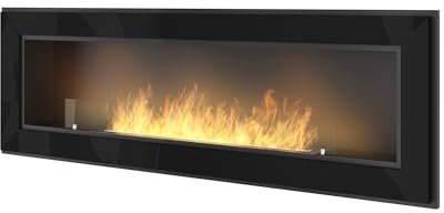 OutInFire, Camino Bioetanolo da Parete da Incasso, Caminetto In Acciaio con Cornice Frame150, 150x49 cm (Nero)