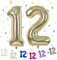 Champagne Gold Digital Balloons - 12 Pack, 40 for 12th Birthday, Graduation, Anniversary Parties