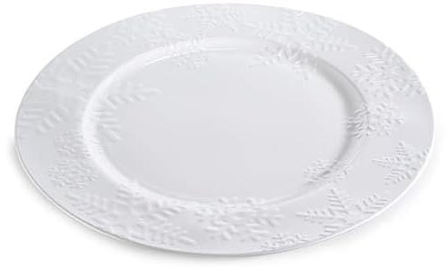 Gruppo Maruccia - Platos navideños de plástico reutilizables - Con copos de nieve en relieve- Juego de 12 - Color blanco, NTL231