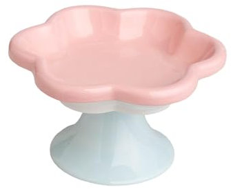 LOVIVER Flower Shaped Cat Food Dish Cat Feeding Bowls for Medium Dog Puppy, Pink