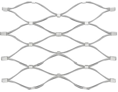 Edelstahl-Seilnetz,304-Drahtseil, X-Typ-Masche, dehnbare Balustraden-Füllung, Maschentreppe,Garten,Bauernhof,Dekor, Zaun, Sicherheitsnetz, einfach zu installieren (Size : L2xW20m/L6.56xW65.61ft)