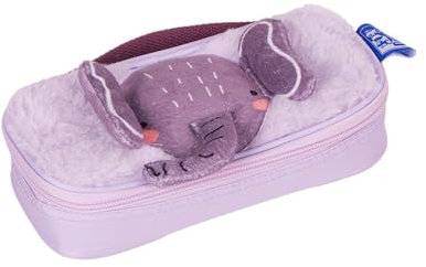 Oxford, Estuche Infantil 3 a 6 años, Niño/Niña, Tacto Suave Peluche, Lavable, Medidas 23.5 x 12 x 3.5 cm, Diseño Ellie Elefante