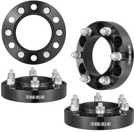 VEVOR Spurverbreiterungen, 1,25 Zoll 6 x 5 Zoll Radadapter, 6 Radbolzen, geschmiedet, 106,1 mm Bohrung, nabenzentrische M12 x 1,5 Bolzen, Distanzstücke, passend für Toyota und Lexus 1979–2023