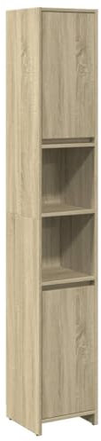 vidaXL Badezimmerschrank, Badschrank mit Stauraum, Hochschrank für Badezimmer, Beistellschrank Badmöbel, Sonoma-Eiche Holzwerkstoff