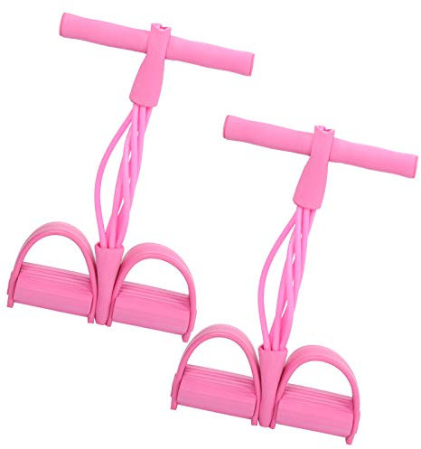 Elastisches Seil mit 4 Röhren, für Training, Sit-Up-Pedal, Widerstandsband, Yoga, Stretching, Fitnessgeräte (Rosa)