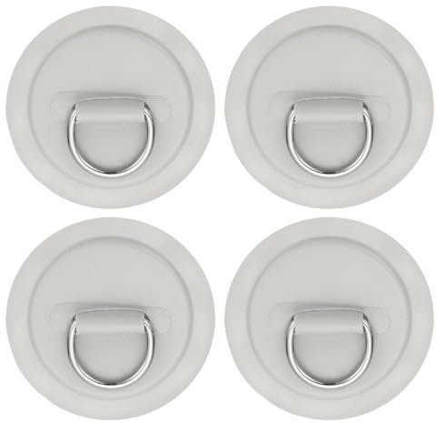 PATIKIL 3,1 Paddle Board D-Ringe, 4 Stück Edelstahl D-Ring PVC Patch Pad Ohne Kleber für Schlauchboot Kajak Aufblasbares Boot Surfboard, Grau