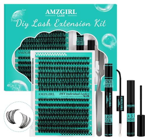 Wimpern Extensions Set 280Pcs 60D80D Lash Extension Set Individual Cluster Lashes Wimpernverlängerung Mit Bindung und Siegel,Wimpern Applikator und Entferner für Cluster Wimpern Kit(8-16mm Kit)