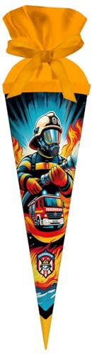 goldbuch 93 160 Geschenktüte 35 cm FEUERWACHE, Schultüte mit Motiv Feuerwehr, Geschenkverpackung 35 x 11,5 cm, Geschwistertüte für Jungen und Mädchen, Zuckertüte aus Lackkarton mit Filzverschluss