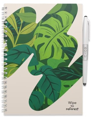 MOYU Erasable Notebook - A5 Stone Paper - Premium Cover - Sandy Jungle - Multifunctional Pages - Includes Erasable Pen, Cloth, and Pen Holder