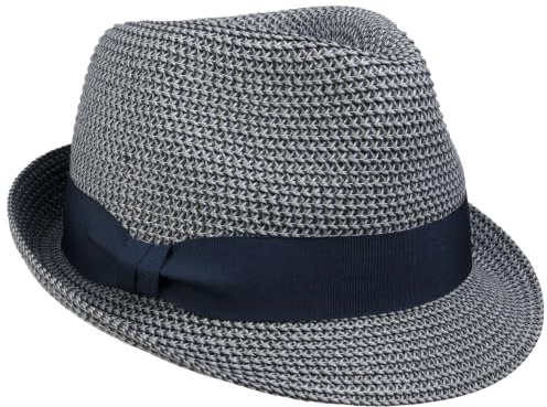 Seeberger Katalia Trilby Strohhut Damenhut Sommerhut Strohtrilby Damen - mit Ripsband, Ripsband Frühling-Sommer Sommer - One Size dunkelblau