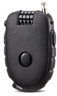 EASTDEER 4-Digit Combination Ski Cable Lock with Retractable 2.3 ft Cable – Heavy Duty Locks for Ski, Snowboard, Stroller & Bike (Black)