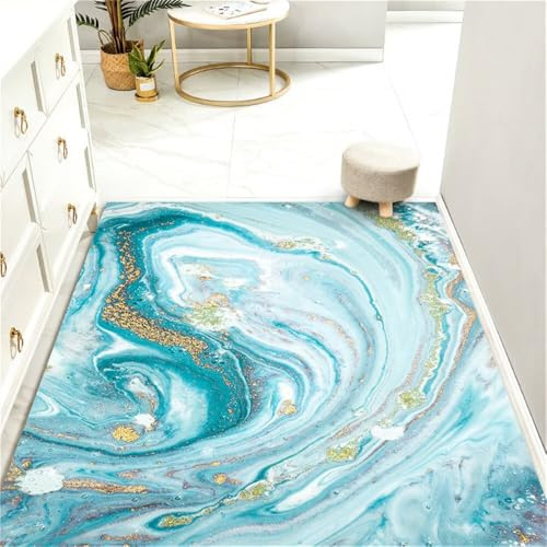RUGMRZ Paillasson Personnalisable Tapis Carreau Ciment Les peintures à l'encre Jaune et Bleue Peuvent être personnalisées. Balcon Exterieur 100X160CM