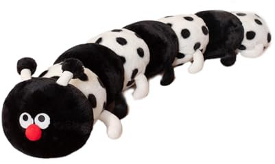 Xiyocadt Raupe Stofftier Plüsch, Bunte Lange Kognitive Plüsch Wurm Gefülite Puppe, Cartoon Tier Gefülltes Kissen, Raupe Spielzeugpuppe Plüschtier Puppenspielzeug Dekokissen für Kinder (120cm,Schwarz)