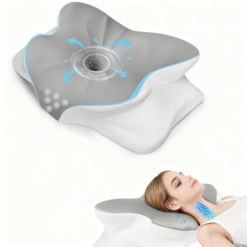 toothank Memory Foam Kissen bei Nackenschmerzen, Nackenkissen mit 2 Höhen, Ergonomisches Schmetterlingskissen mit Abnehmbar Kühlend für Seitenschläfer & Rückenschläfer, Gegen Schnarchen, CertiPUR-US