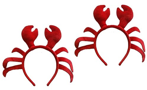 DEARMAMY 2 Stück Plüsch Krabben Haarreif Rot Damen und Weihnachts und Halloween Stirnband Leichtes Bequemes Kostümzubehör für Festliche Anlässe und Party Dekoration