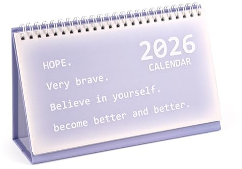 Penitue Kleiner Tischkalender 2025-2026, 18 Monate Juli 2025-Dezember 2026 Mini Stand Klappkalender Tragbar Tischplaner für Zuhause Büro Schule (Lila)