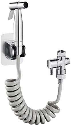 NKALOGMSD Bidet Sprayer kit for Toilet Handheld Bidet Sprayer for Toilet-Adjustable Water Pressure Control 2M Telescopic Hose Water Diverter with Stand for Balcony,Brushed(Brushed)
