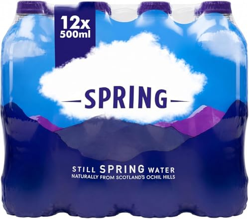 Saras Hiighland Spring Still Natural Mineral Water – 500ml Bottles (Pack of 12) | Pure Scottish Spring Water | BPA-Free Bottles | Refreshing Everyday Hydration