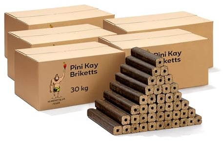 Neandertaler Feuer Holzbriketts PiniKay Hartholzbriketts – Kaminbriketts 5 x 30 kg Briketts Kamin Ofen Grill Briquettes Hartholz Eiche Buche Brikett Holzbrikett Gluthalter (150 kg)