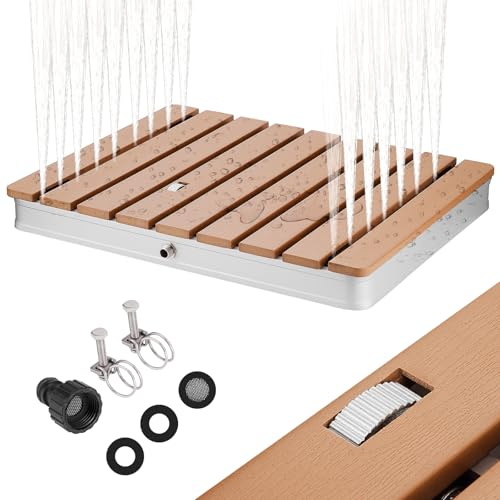 Qdreclod Douche de Sol avec Commande à Pédale, Hauteur Max. 3,5 m, Douche Extérieur Résistante aux UV et Antidérapante pour Piscine, Jardin et Sauna