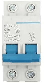 Mini disjoncteur DZ47-63 10A 16A 20A 25A 32A 40A 50A 63A 2P AC 400V, interrupteur de coupure MCB, interrupteur de coupure, hachoir(63A)