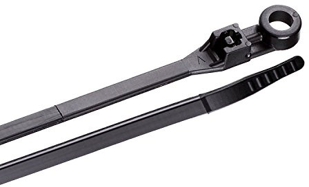 Gardner Bender 45-308MTUVB Mounting Cable Tie, 8 Inch., 50 lb. Tensile Strength, Wire / Cord Management Industrial and Household Use, Nylon Zip Tie, 15 Pk., UV Resistant Black