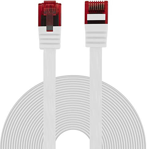 BIGtec Ethernet LAN Kabel 3m flexibles flaches Netzwerkkabel Patchkabel weiß flachband Cable Gigabit DSL ISDN Flachbandkabel Verlegekabel RJ45 Stecker