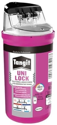 Tangit Uni-Lock, Filo sigillante per tubature in metallo e plastica, Sigillaraccordi riposizionabile per tubi fino a 4’’, Tangit filo per tubi flessibili e rigidi, 1x80m