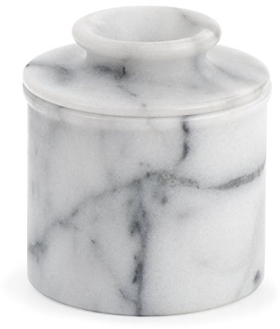 RSVP International White Marble French Butter Pot, Holds One Stick or 1/2 Cup | Made From Natural White Marble | Keep Butter Fresh & Spreadable at Room Temperature in Crock Dish