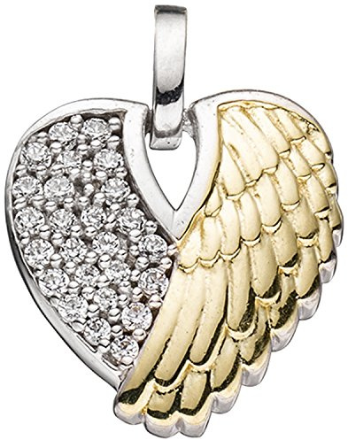 Jobo Damen-Anhänger Herz aus 925 Sterling Silber Bicolor mit Zirkonia