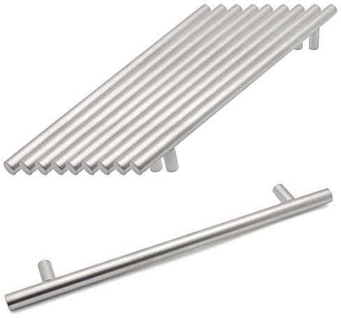 Probrico Küchenschrank-Griff in T-Form PD201HSS64, Edelstahl, Durchmesser 12 mm, Loch zu Loch 64 mm, 10 Pcs, CC:192mm