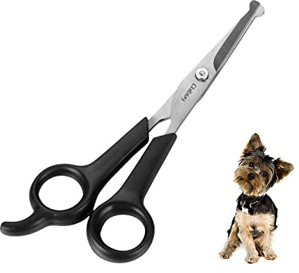 Chibuy Professionelle Haustierpflegeschere mit runder Spitze Edelstahl Hundeaugenschneider für Hunde und Katzen, professionelles Fellpflege-Werkzeug, Größe 17.0 cm x 6.6 cm x 1.1 cm 1.Grau