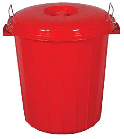 S&MC Gardenware Small 50L / 70L Coloured Plastic Bin Outdoor Rubbish Dustbin Animal Feed Seed Storage (50L, Red)