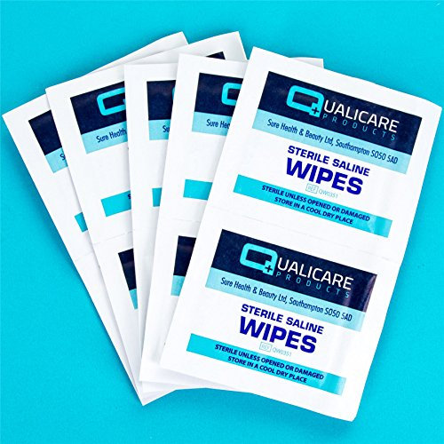 40x Qualicare First Aid Sterile Injury Wipes - Alcohol Free Saline/Skin Wipes