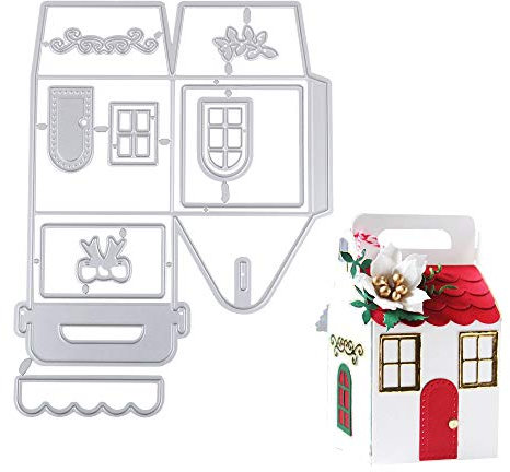 VINFUTUR Stanzschablone 3D Haus Form, Metall Prägeschablonen Stanzmaschine Stanzformen Schablonen Schneiden für DIY Weihnachten Hochzeit Geburtstag Geschenkbox Scrapbooking Deko Haus Cutting Dies