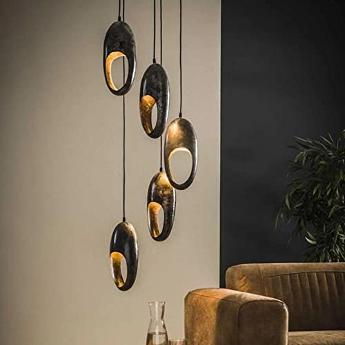 famlights Retro Deckenlampe Hailey für Esstisch / 5-flammige Vintage Pendelleuchte/Esszimmerlampe industrial/Dimmbar Hängelampe Metall Esszimmer/Deckenleuchte Pendellampe Hängelampe Küche modern