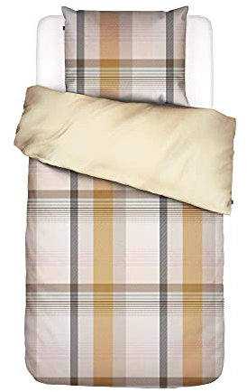 ESSENZA Bettwäsche Meredith Karo Muster Baumwolle Perkal Vanilla, 155x220 + 1 x 80x80 cm