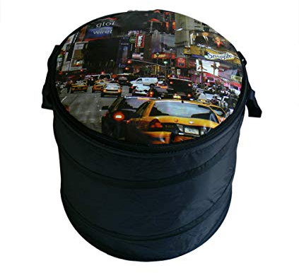 trendfinding Wäschetonne mit Reißverschluss New York Yellow Cab Wäschesammler Wäsche Tasche Sammler Sortierer Tonne schwarz New York Yellow Cab