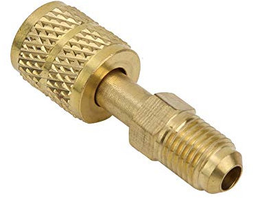 Adattatore per Aria Condizionata AC R410A in Ottone Raccordo 1/4Maschio a 5/16 SAE Femmina con Nucleo valvola Tubo di Ricarica per Pompa, per il Condizionamento del Refrigerante Stabile Adattore